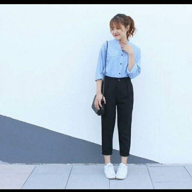 ️GIÁ BUÔN SỈ - Quần Baggy gấu lệch vải tuyết mưa đẹp Quần tây công sở