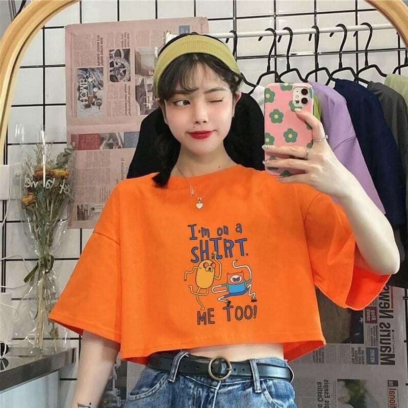 Áo croptop nữ tay lỡ me too 3 màu