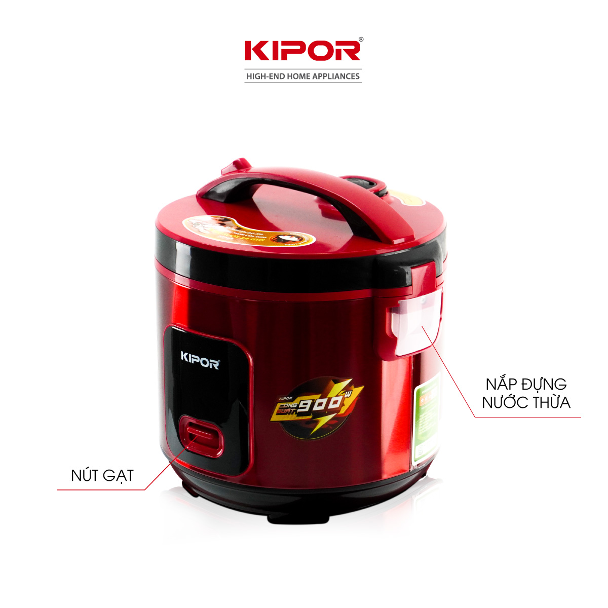 Nồi cơm điện KIPOR KP-N55918-1.8L-Lòng nồi niêu chống dính CERAMIC chống trầy xước dầy 3mm-Hàng chính hãng