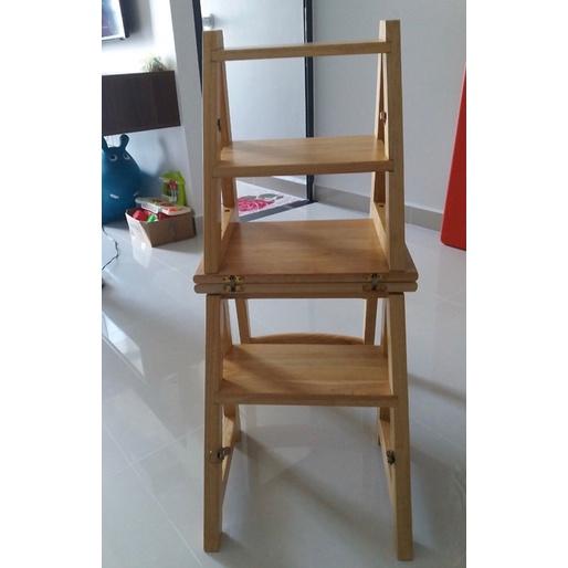 Ghế thắp hương gấp thành ghế làm việc bằng gỗ cao su màu tự nhiên KH87711