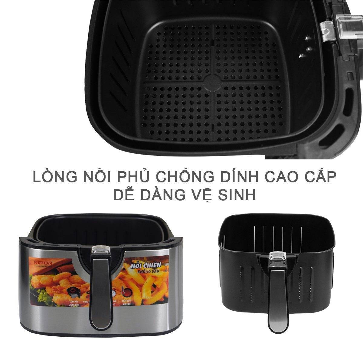 Nồi chiên không dầu KIPOR KP-AF631 - 10L - Điều khiển cơ công nghệ RAPID AIR nướng đối lưu - Phủ chống dính cao cấp - Hàng chính hãng