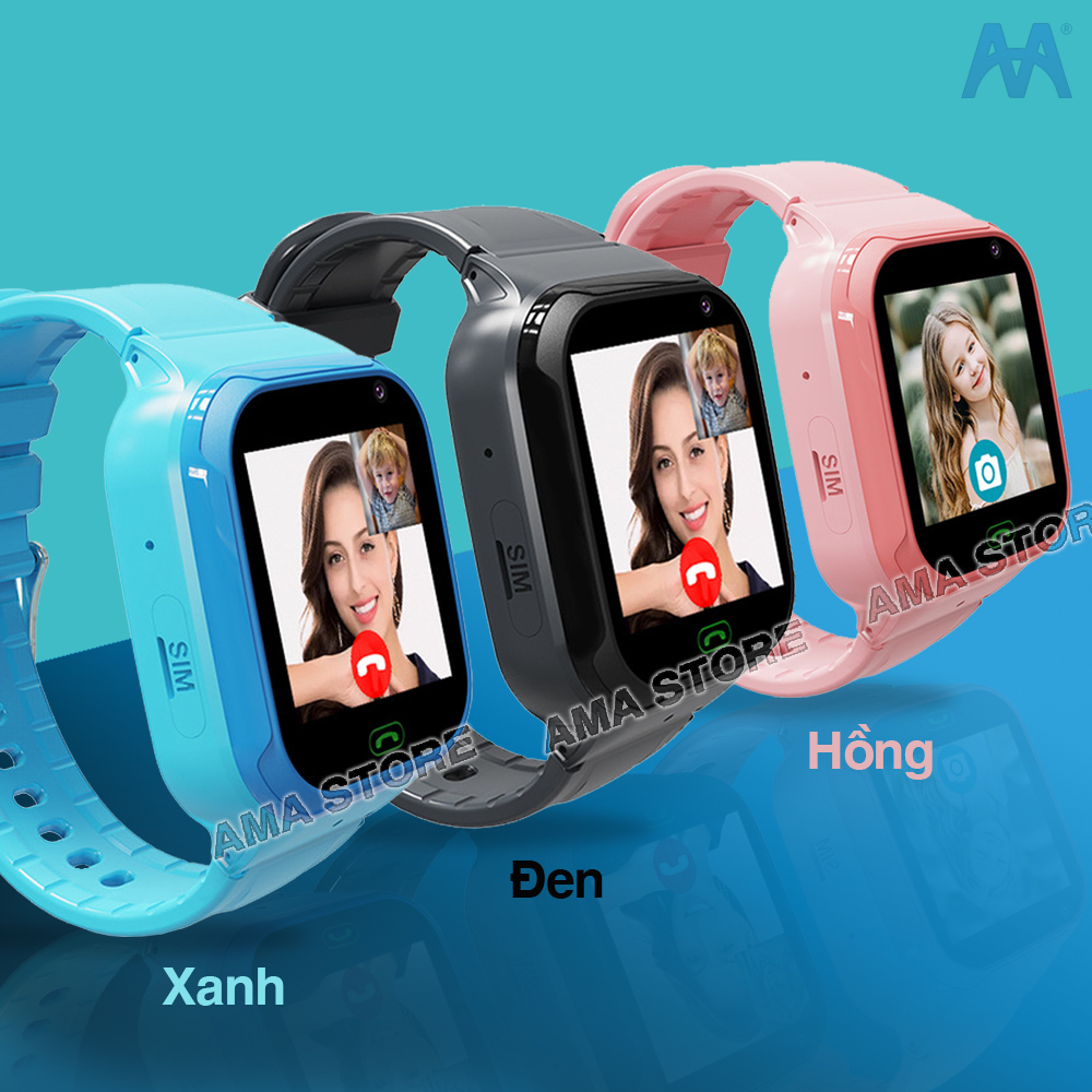 Đồng hồ Thông minh Gọi Video Call 4G, GPS, Wifi Chống nước Định vị Chuẩn AMA Watch LT36 có 3 màu Đen Hồng Xanh Hàng nhập khẩu
