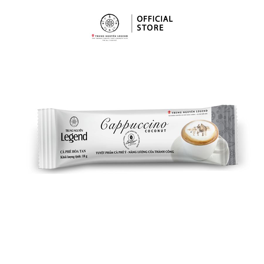 Trung Nguyên Legend - Cà phê hoà tan rang xay Cappuccino Coconut - Hộp 12 gói x 18gr