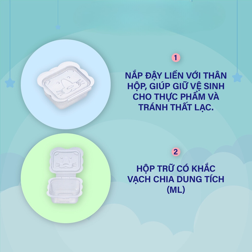 Bộ hộp trữ thức ăn dặm Richell Nhật Bản 50-100-150ml