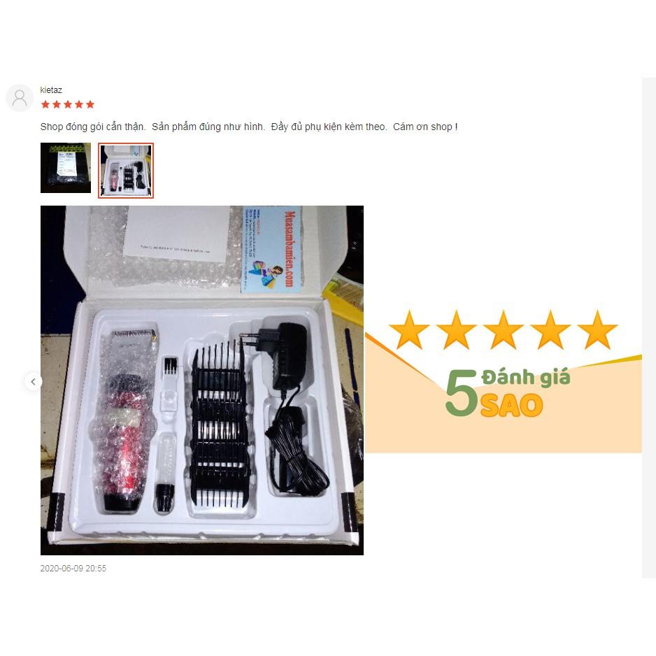 Tông đơ cắt tóc Trẻ Em, Người lớn Siêu Êm 2 Pin kèm 4 cữ cắt siêu bền Lưỡi CERAMIC CS02