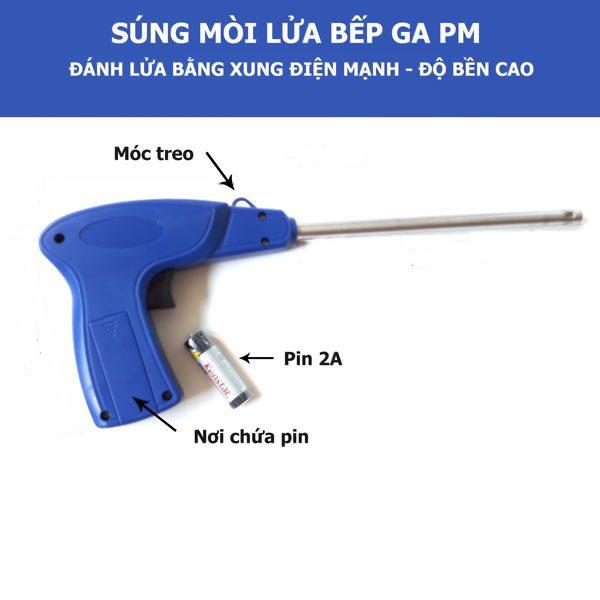 Súng mồi lửa bếp gas sử dụng hệ thống đánh lửa bằng pin IC 2A siêu nhạy