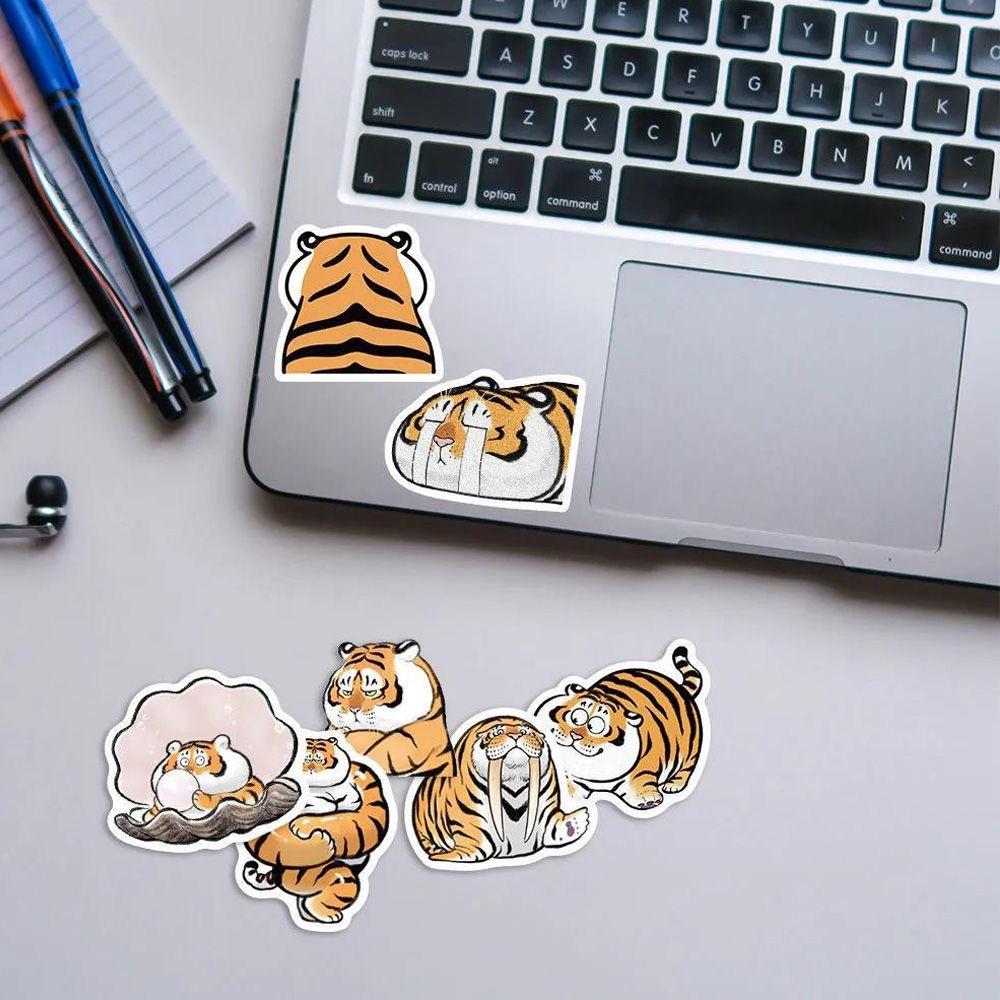 Sticker hổ béo cute Sẵn Hình Dán Trang Trí Mũ Bảo Hiểm Laptop Điện Thoại Ván Trượt Sổ tay Notebook