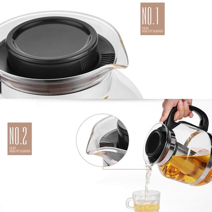 Bộ Ấm Pha Trà Thủy Tinh Lưới Lọc Inox Hàng Đẹp
