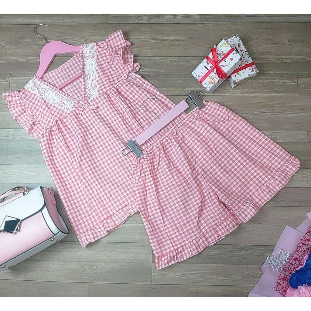 ️DỄ THƯƠNG CỰC️Đồ Bộ Đùi CaRo Mặc Nhà , đồ bộ đùi mặc nhả xinh xắn , dễ thương , kute M00106
