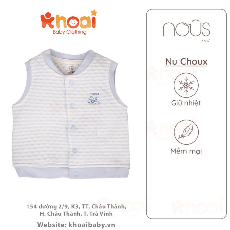 Áo khoác Gilet Nous kẻ xanh trời - Chất liệu Nu Choux 95% cotton thiên nhiên