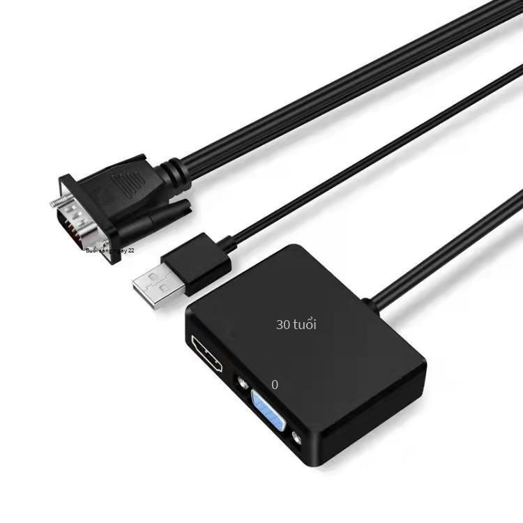 Giao hàng nhanh Bộ chuyển đổi cáp VGA sang hdmi+vga với giao diện cấp nguồn âm thanh Màn hình máy chiếu TV hỗ trợ hiển thị đồng thời