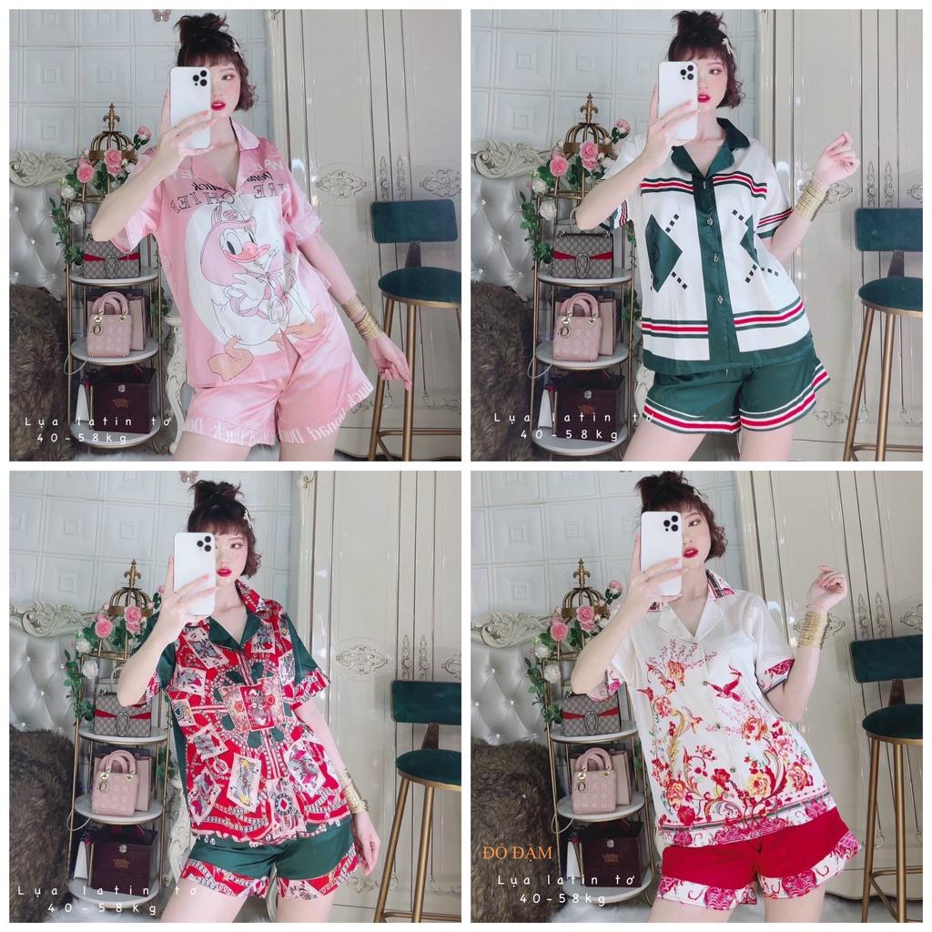 Đồ bộ mặc nhà đùi Pijama chất lụa latin loại 1 mềm mịn mát - Freesize dưới 60 kg