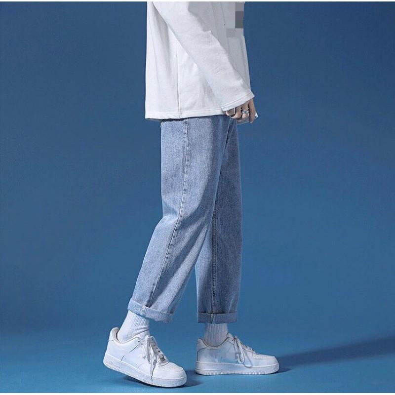 Quần bò, Baggy jeans nam, nư ống xuông, rộng, TR01 hottrend hàn quốc 2021