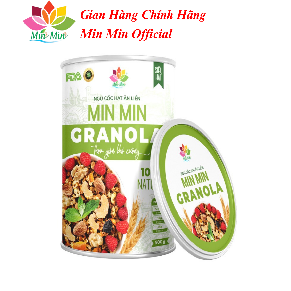 Ngũ Cốc Hạt Min Min Ăn Liền GRANOLA - Ngũ Cốc Ăn Liền Min Min Vị Truyền Thống - Ngũ cốc mix hoa quả xấy