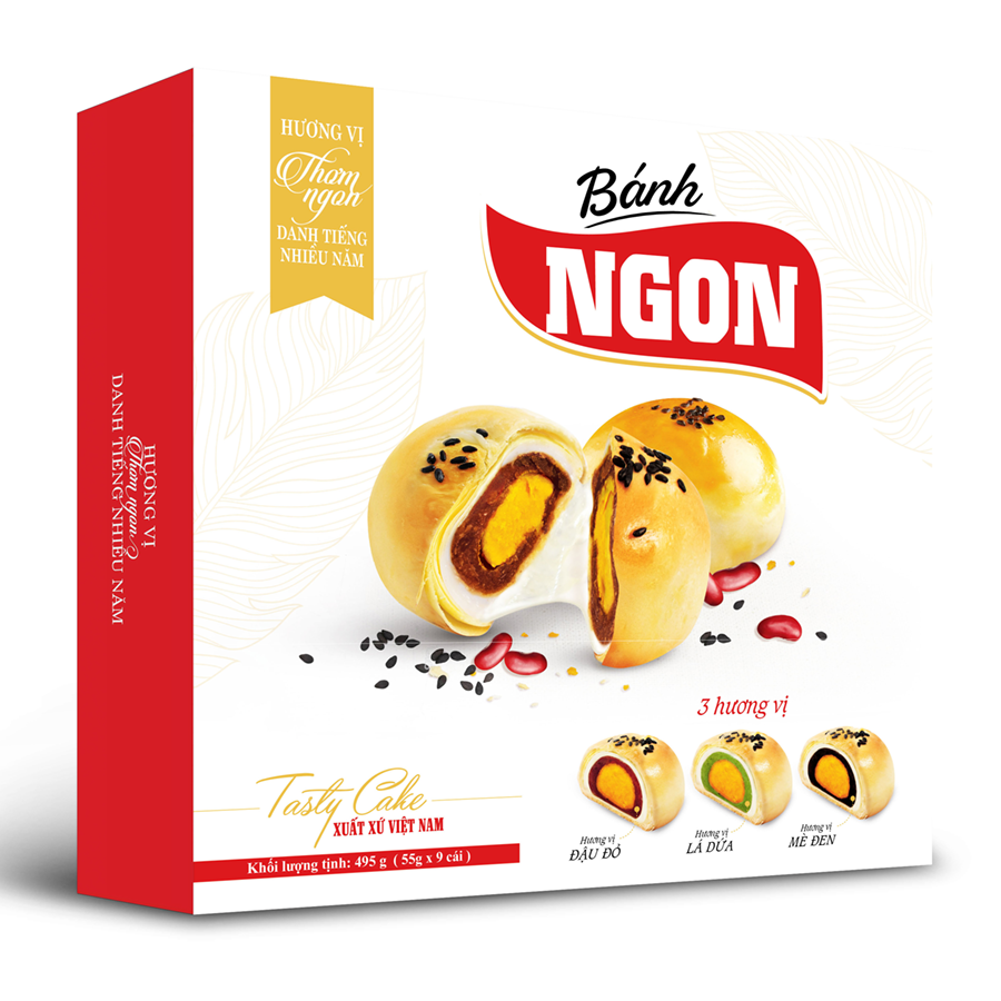 Bánh Ngon 3 Vị ( Ít đường ít ngọt ): Đậu Đỏ - Lá Dứa - Mè Đen