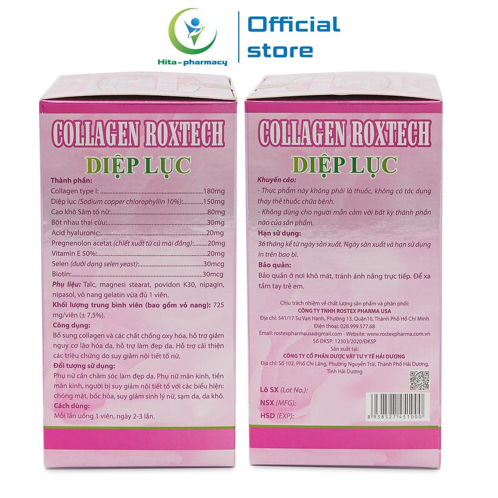Viên uống đẹp da Collagen Roxtech Diệp Lục tăng nội tiết tố - 60 viên