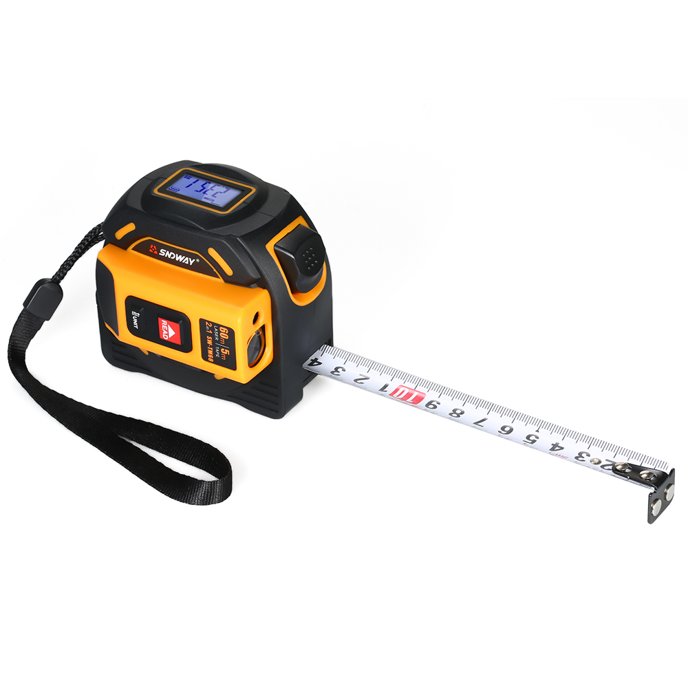 SNDWAY Digital Laser Distance Meter Rangefinder Handheld Infrared Range  Finder 2 in 1 5m Measuring Tape 60m Laser Ruler | Mobilefom | Tiki