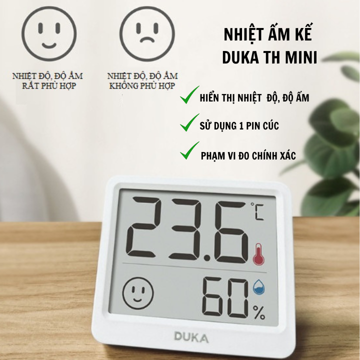 Nhiệt ẩm kế Sothing Duka TH mini, đo nhiệt độ, độ ẩm phòng, độ chính xác cao- Hàng chính hãng