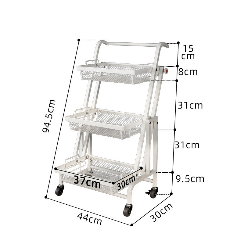 Kệ Để Đồ Biến Hình 3 Tầng Xoay Ngang VANDO Kệ Đa Năng Nhà Bếp Xe Đẩy Giỏ Tháo Rời Thông Minh
