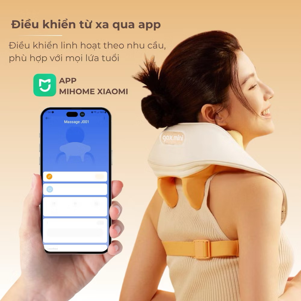 ￼Máy massage cổ vai gáy J001 kết nối app Mihome, máy mát xa xoa bóp chườm ấm hỗ trợ giảm đau Masaji