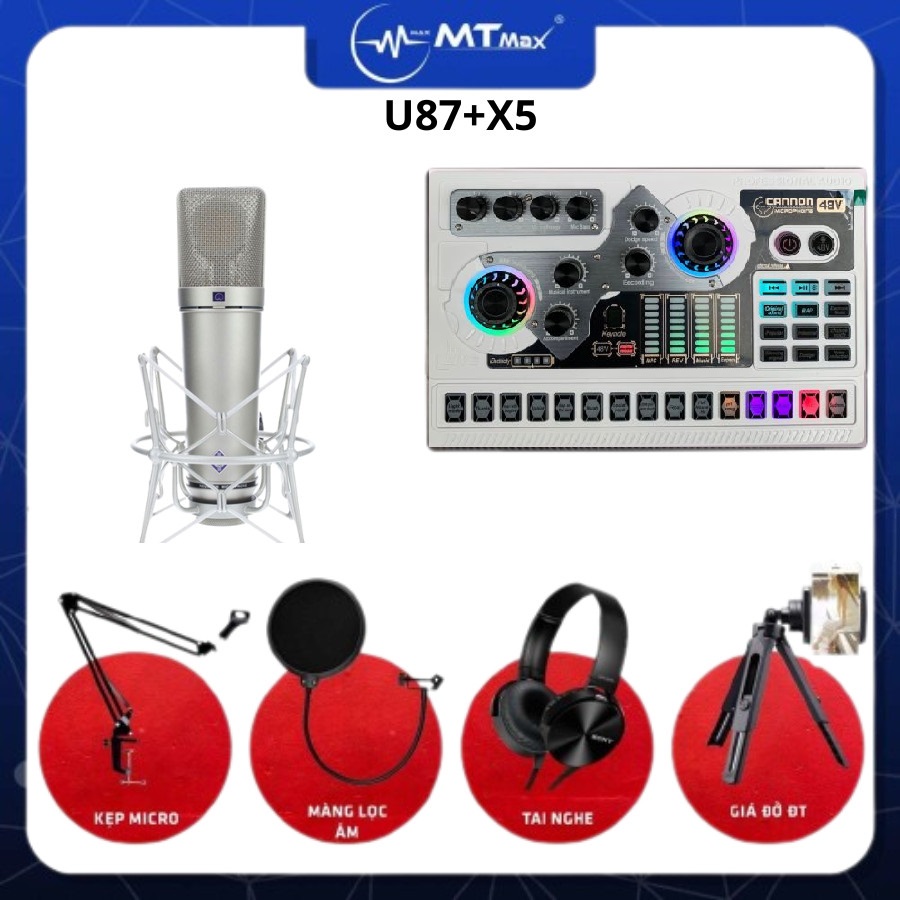 Combo sound card X5 + mic thu âm U87 chuyên hát nhạc livestream tặng kèm full phụ kiện hát nhạc cực hay