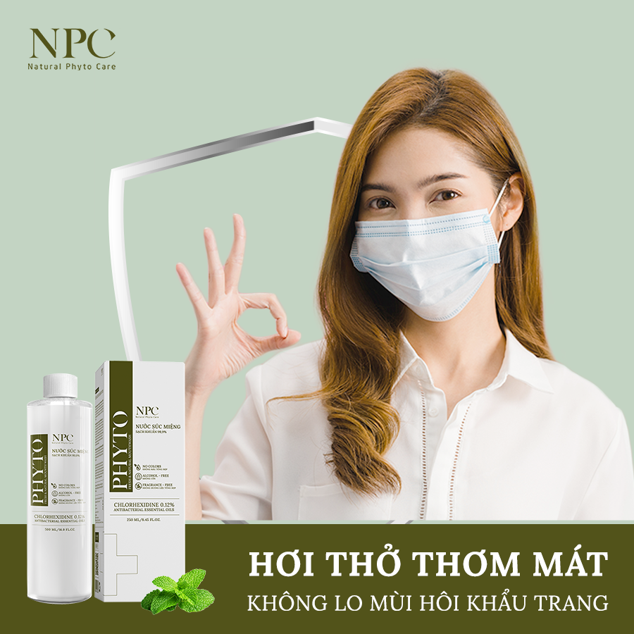 Nước súc miệng Phyto làm sạch khoang miệng 99.9%, tinh dầu thiên nhiên chai 250ml