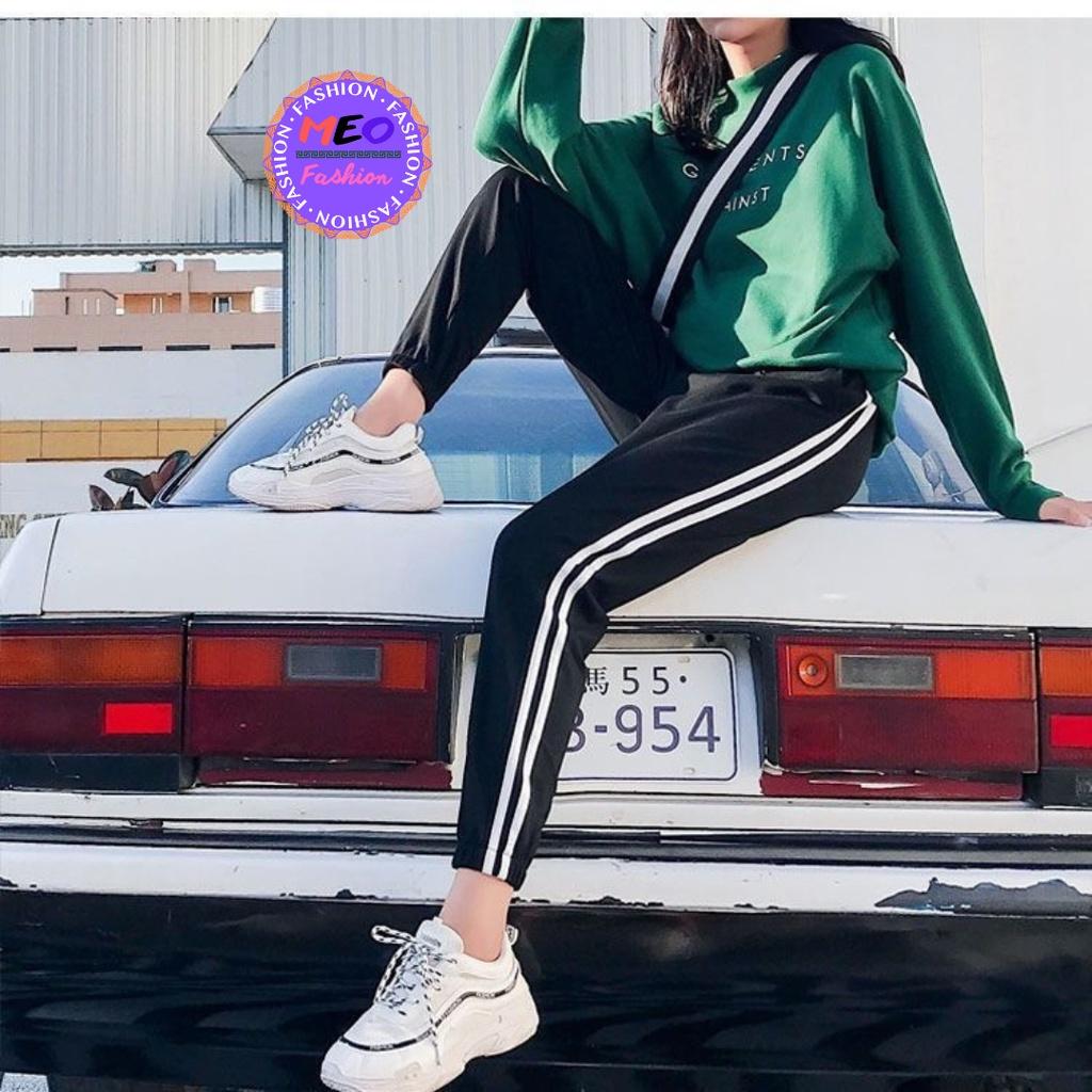 Quần Joggers Nữ DVGIT FASHION Bom Gấu Hai Sọc Mặc Đi Chơi Siêu Cute Chất Liệu Su Phong Cách DVGIT