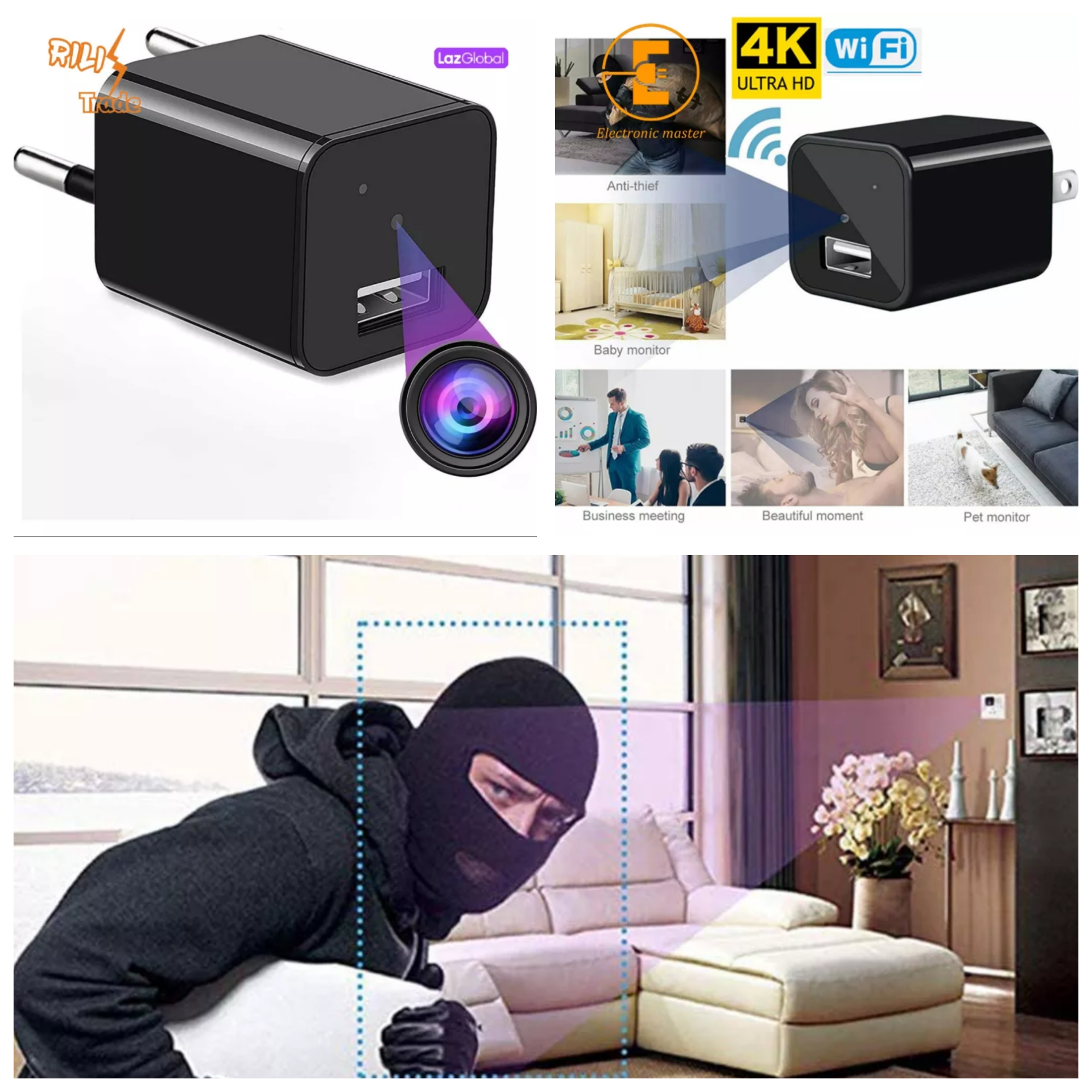 1 KAMERA QUAN SAT KẾT NỐI WIFI MINI KIÊM SẠC ĐIỆN THOẠI GHI HÌNH SẮC NÉT HÀNG CAO CẤP