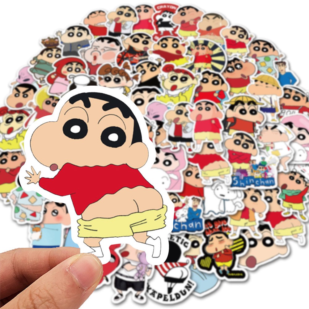 Bộ sticker Shin cậu bé bút chì trang trí mũ bảo hiểm, laptop, ván trượt, sổ tay, note book, laptop