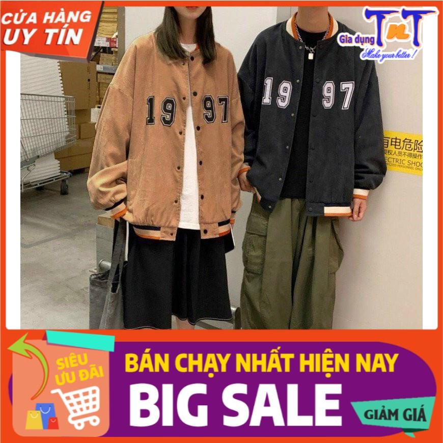 M2040 ÁO KHOÁC KAKI Nhung Gân Bomber Thêu 1997, thời trang trẻ trung, chất vải siêu thoán mát