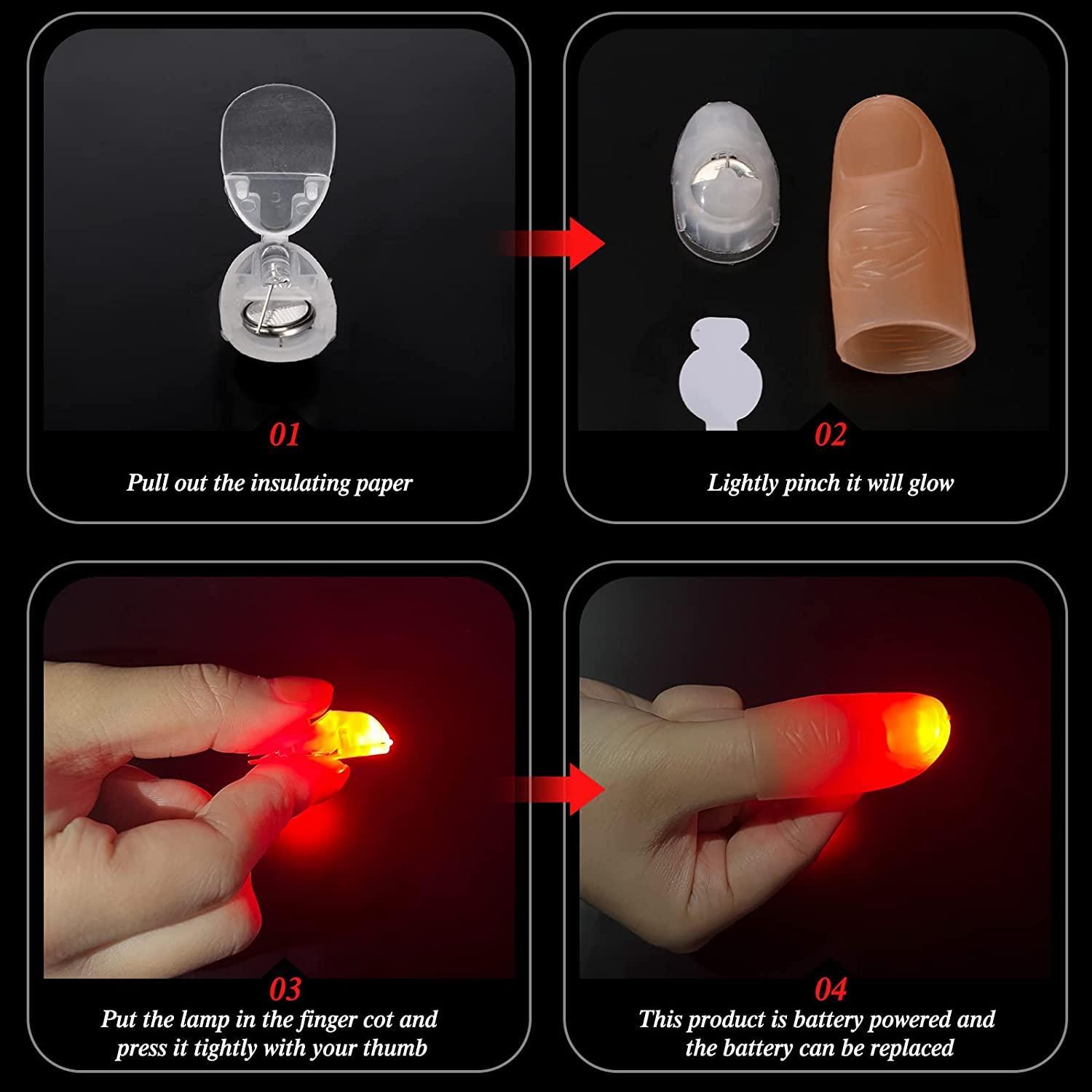 6 miếng ma thuật ngón tay cái đèn LED ngón tay giả đèn flash ngón tay cái ma thuật ngón tay cái LED kịch độc đồ chơi sân khấu quầy bar biểu diễn ma thuật đạo cụ