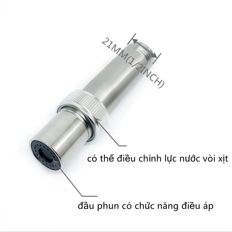 Vòi xịt vệ sinh bồn cầu inox 304 có thể điều chỉnh công tắc, lực nước vòi xịt mạnh, có thể lựa chọn phụ kiện kèm theo