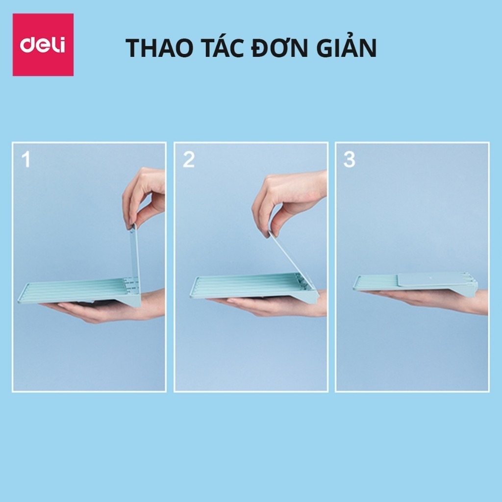 Giá Chặn Sách Bằng Nhựa Deli Kệ Đỡ Sách (Gồm 2 Chiếc) Để Bàn Màu Sắc Pastel Có Đường Gân Chịu Lực Nhỏ Gọn