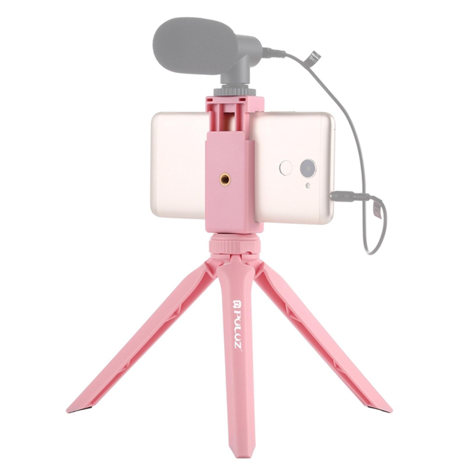 Mini Tripod Camera Mount Stand Mobile Phone Clamp Holder 1/4'' Pink