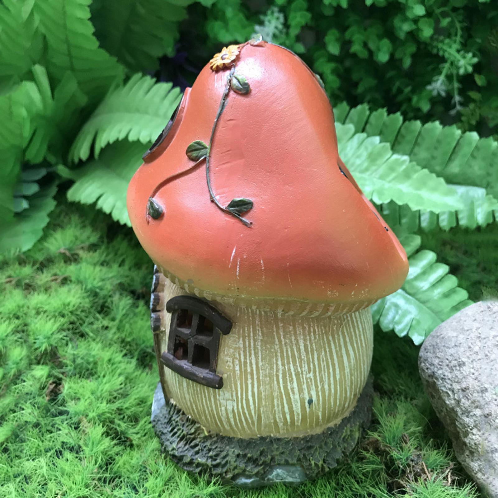 Home Mushroom House Garden Solar Powered Light Yard Patio Ornament Figurine