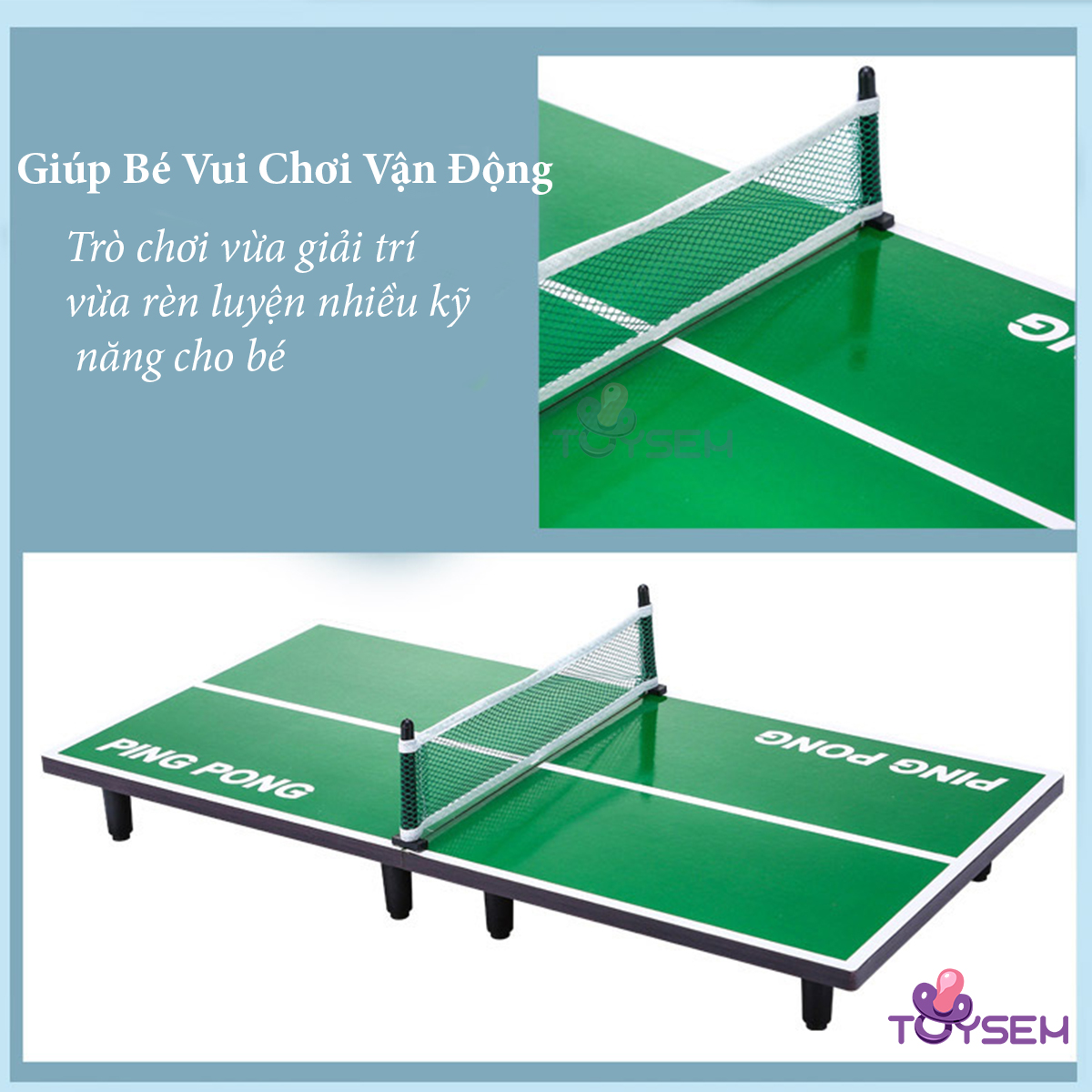 Đồ chơi bóng bàn gỗ mini cho bé vui chơi kèm bóng và tay vợt từ 6 tuổi - Quà tặng sinh nhật