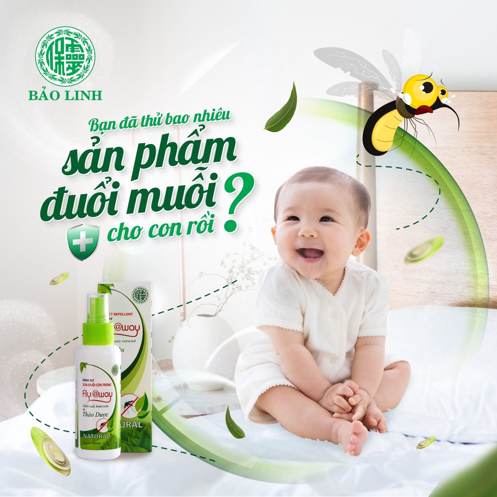 Chai Xịt Xua Đuổi Muỗi Và Côn Trùng Fly@Way Bảo Linh 60ml, 100% Thảo Dược Từ Thiên Nhiên, An Toàn Cho Bé và Cả Gia Đình