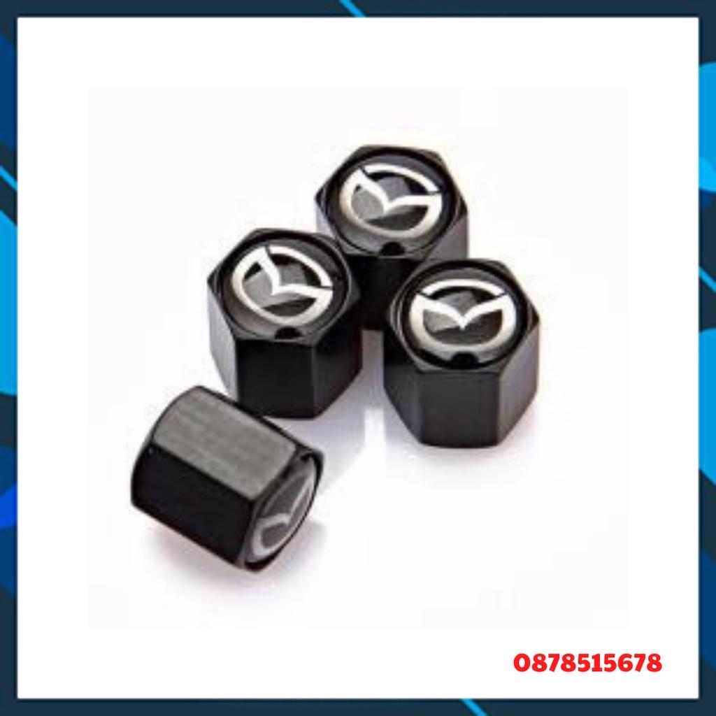 Bộ 4 Nắp Van Bánh Xe Ô Tô Mazda Có LoGo Kèm Móc Khóa Siêu tiện ích