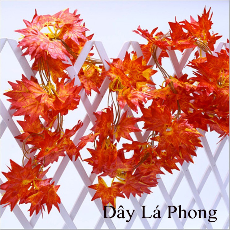 Dây lá giả trang trí, dây lá phong nhân tạo treo tường trang trí nội thất, quán cà phê, nhà hàng