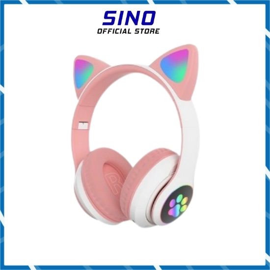 Tai Nghe Mèo Chụp Tai SINO HP000028 Headphone - Kết Nối Bluetooth Dễ Thương - Âm Bass Mạnh Mẽ - Hàng Chính Hãng