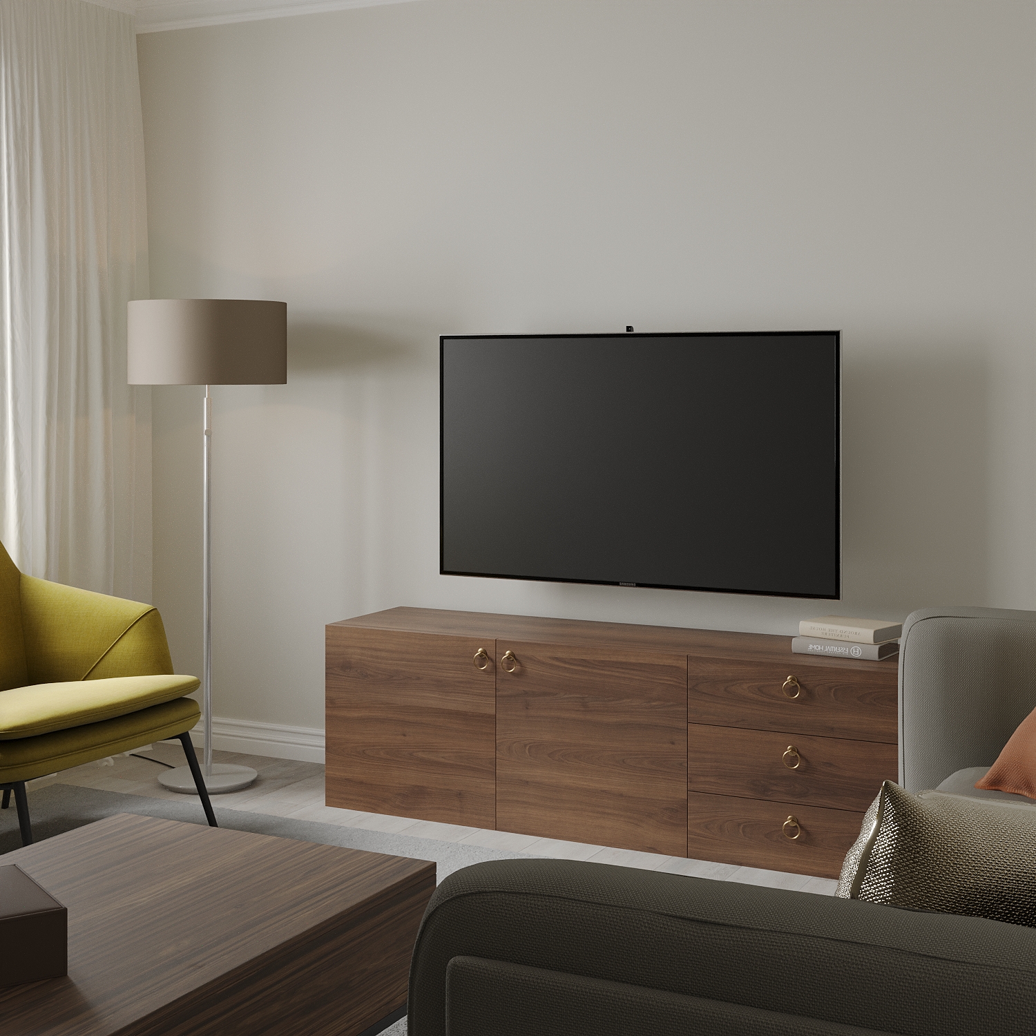 [Happy Home Furniture] WESLEY, Kệ Tivi 3 ngăn kéo - 2 cửa mở, 160cm x 40cm x 50cm ( DxRxC)   , KTV_004