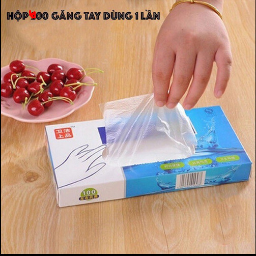 Hộp 100 Bao Tay Nilon Dùng 1 Lần Tiện Lợi