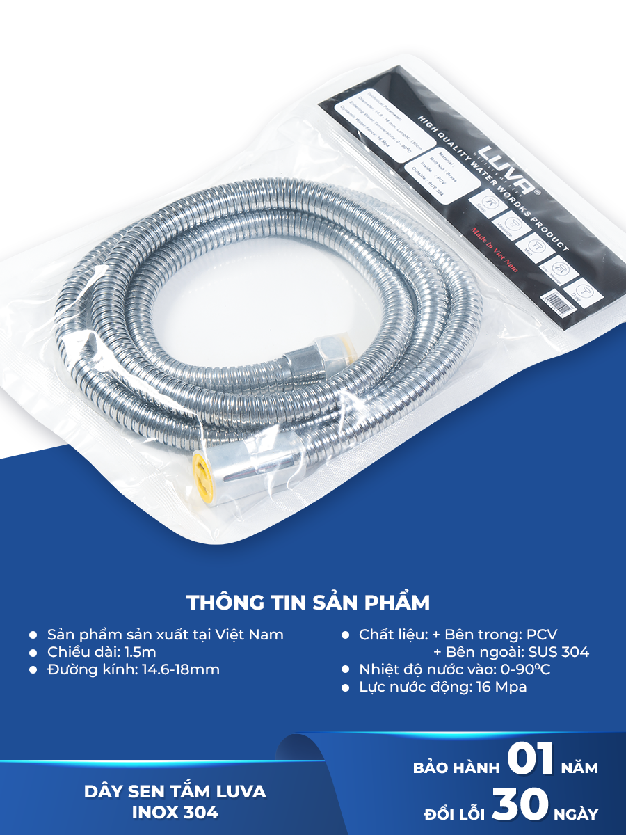 Combo vòi sen LUVA VS6 kèm dây sen LUVA, BH 1 năm-Hàng chính hãng