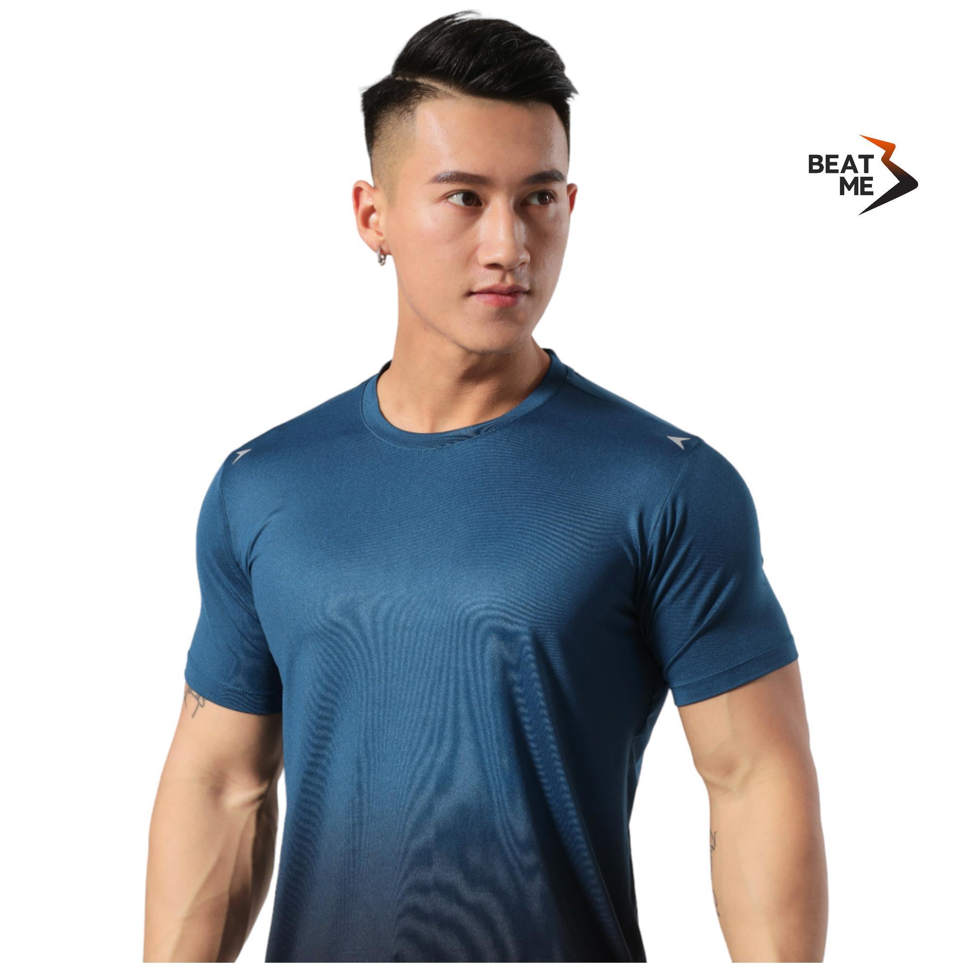 Áo Thun Nam Thể Thao Cổ Tròn Tập Gym Chạy Bộ Beatme Form Body Vái Siêu Mát Màu Xanh Ombre Thoải Mái Tập Luyện Mùa Hè