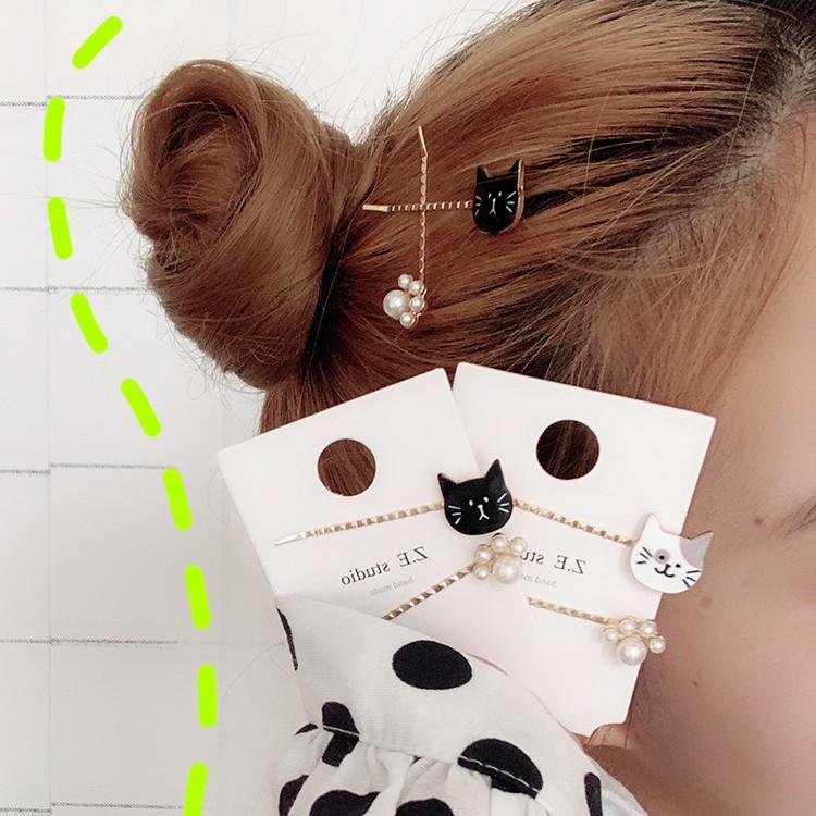 Phụ Kiện Tóc Set Kẹp Tóc Mạ Titan Hình Mèo Happy Dễ Thương Thời Trang Hàn Quốc FKT01