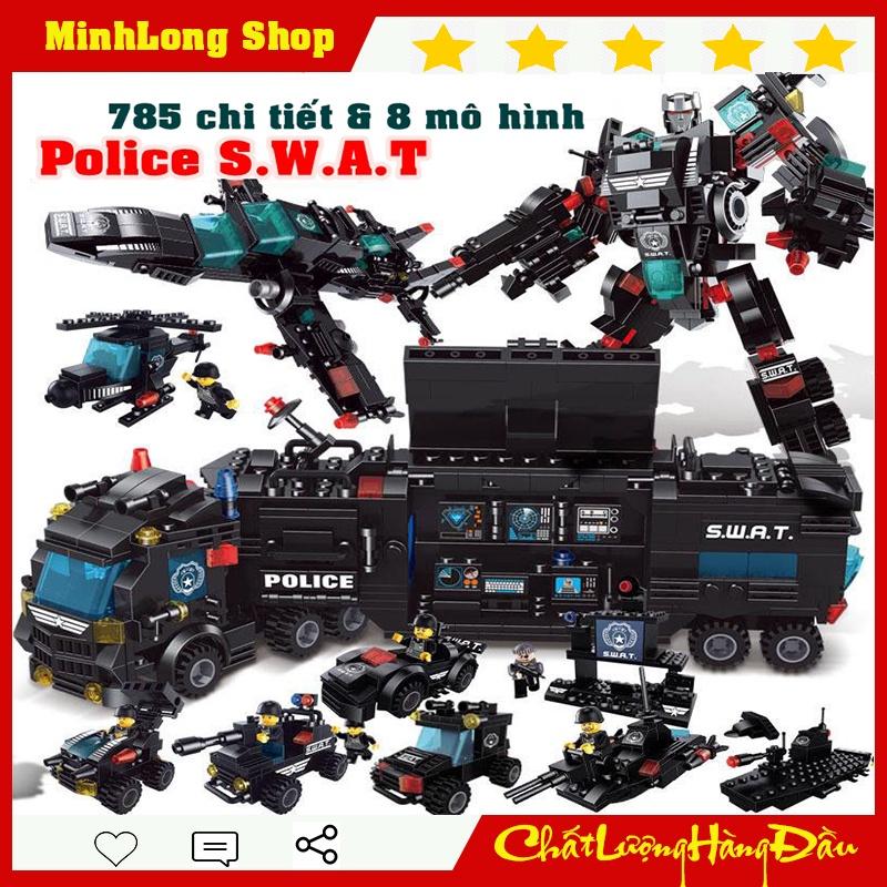 ĐỒ CHƠI XẾP HÌNH  BIỆT ĐỘI SWAT,  ROBOT,  XE OTO QUÂN ĐỘI, , TRỰC THĂNG