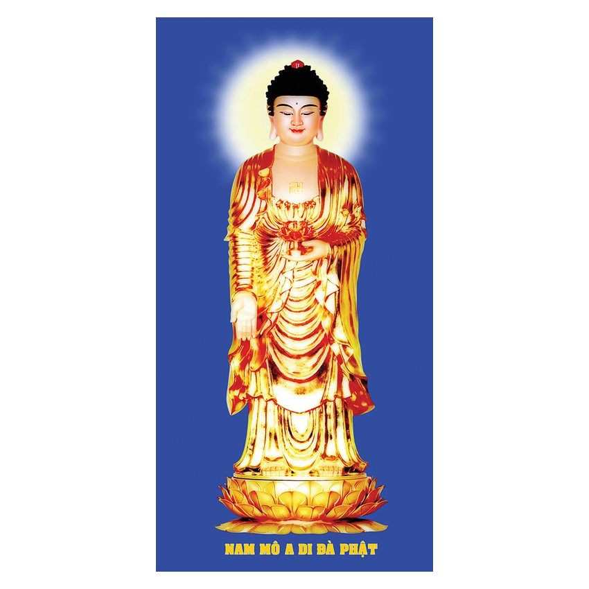 Hình phật in gỗ MDF cao cấp trang trí nhà cửa, nơi thờ cúng mẫu phật adida, tam thánh, Tranh Phật Giáo Tam Thánh 2432