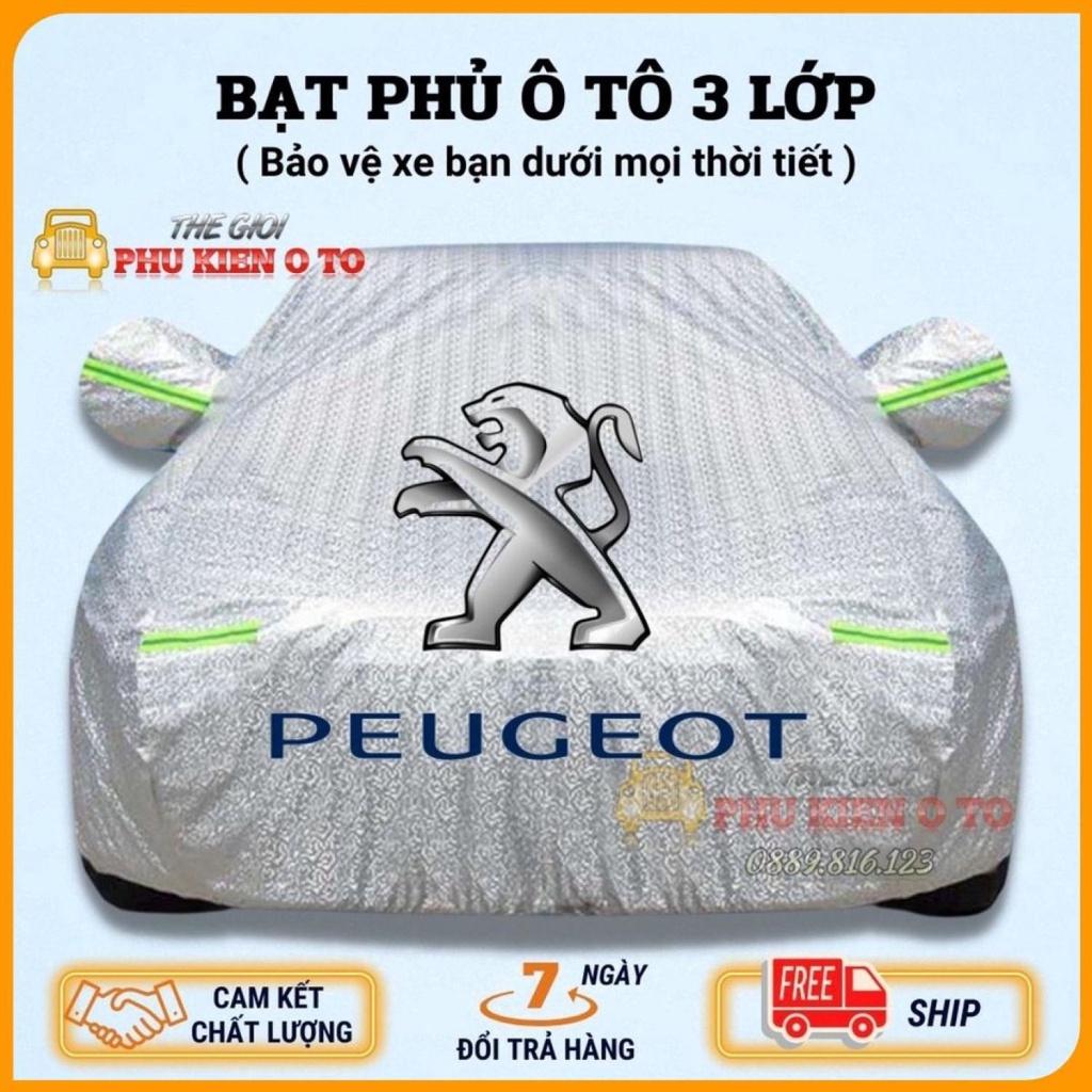 Bạt Phủ Xe Ô Tô PEUGEOT 2008, 3008, 5008, Traveller, Chất Liệu Bạt Tráng Nhôm 3 Lớp, Có Khóa Kéo Cửa Lái, Có Phản Quang