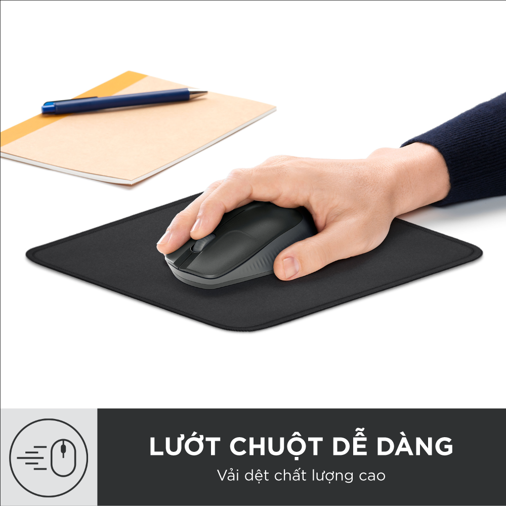 Lót chuột Logitech Mouse Pad - Đế cao su chống trượt, lướt dễ dàng, bề mặt chống đổ tràn, bền bỉ, nhỏ gọn - Màu