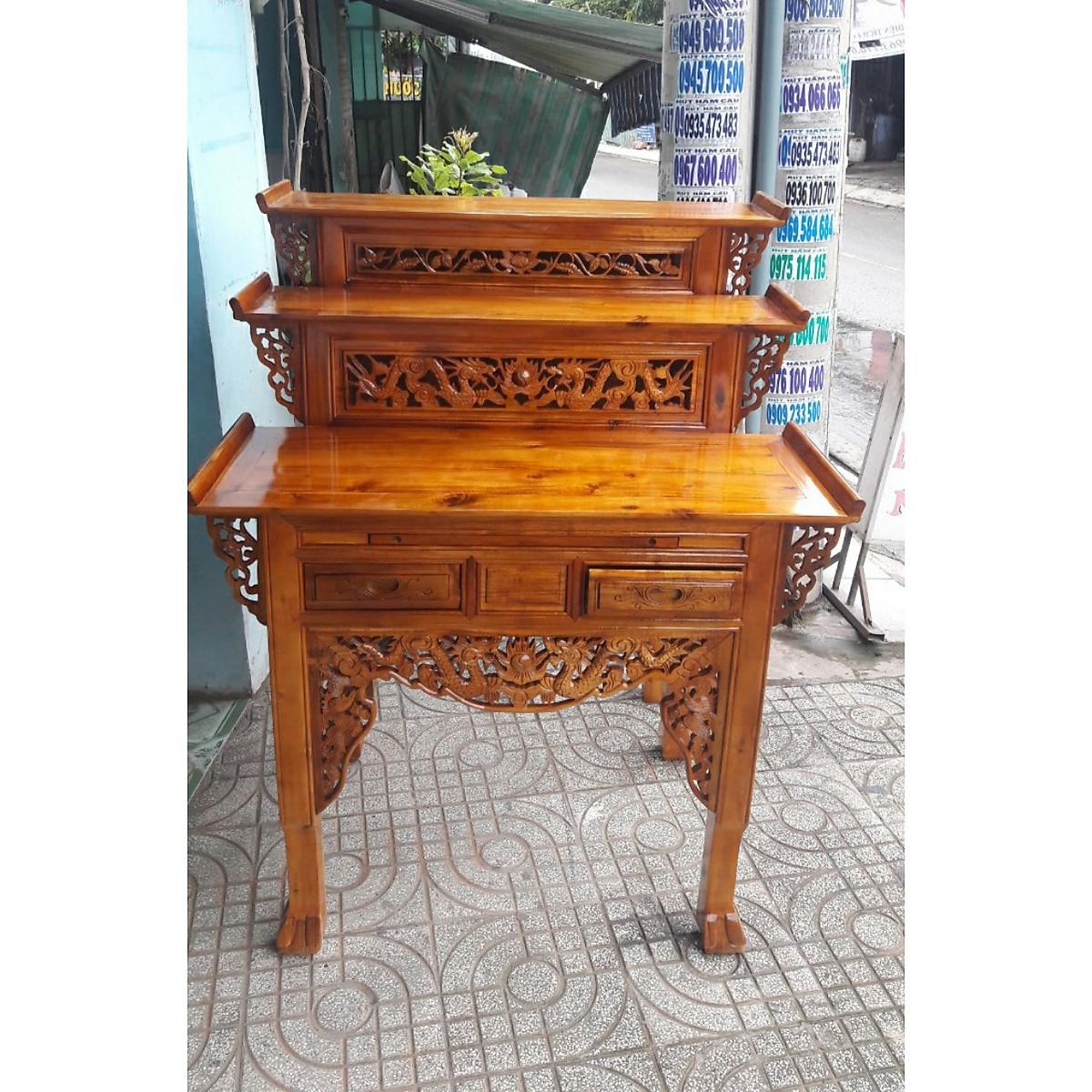 [Trả góp 0%] BÀN THỜ GỖ 3 TẦNG - BÀN THỜ TAM CẤP,  BÀN THỜ GIA TIÊN GỖ TRÀM 3 TẦNG bông vàng